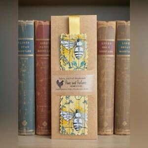 Handmade Yellow Bee Fabric Bookmark